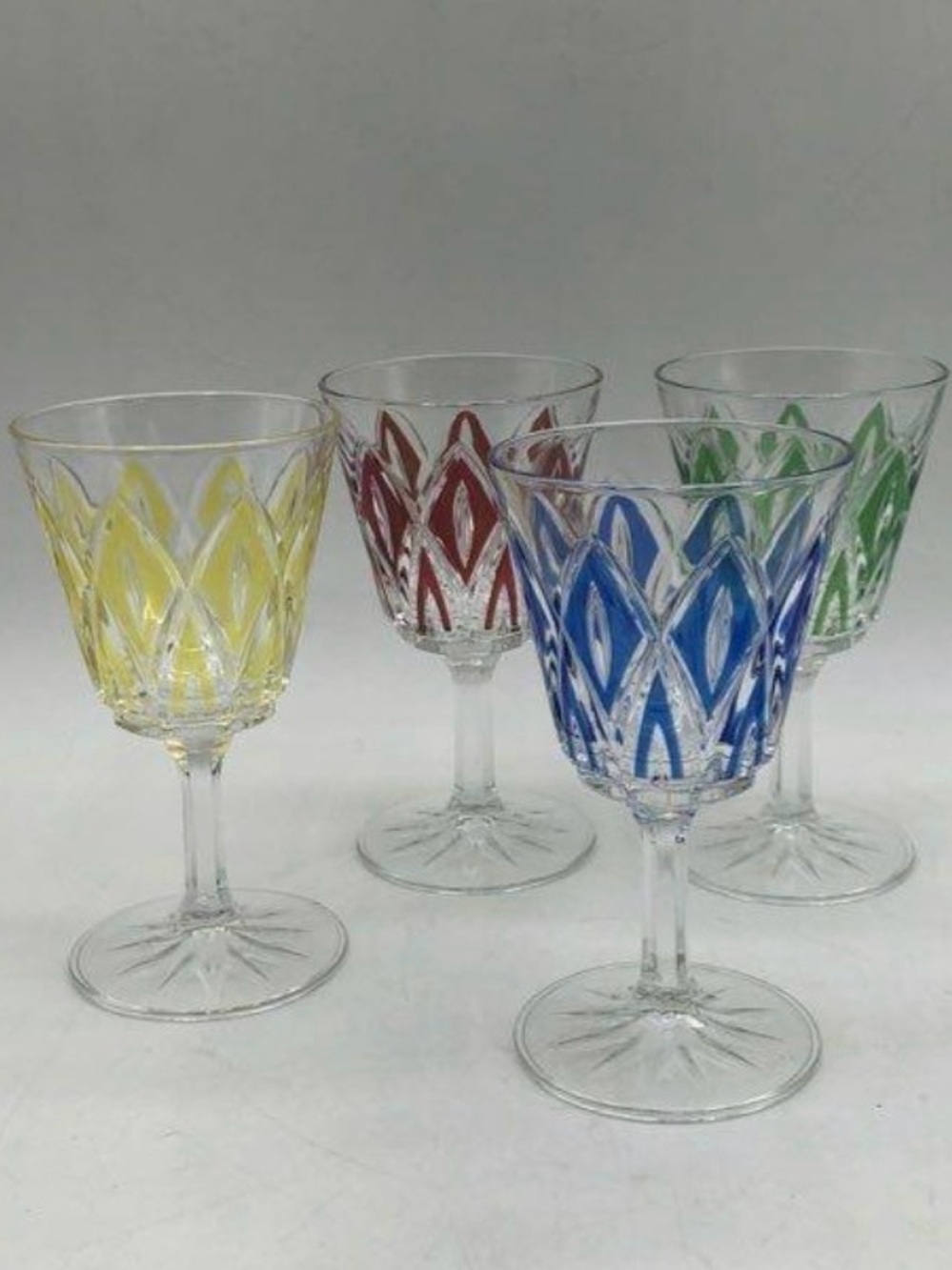 Set of 4 1950’s Bar Glasses | VTG Luxury Cut Glass - Made In France | barware